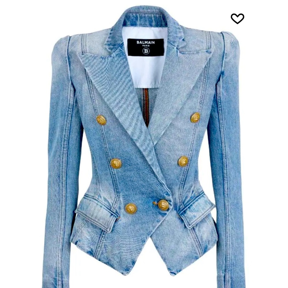 NWT Balmain hourglass denim blazer.